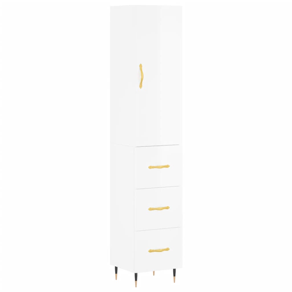 vidaXL Dulap înalt, alb extralucios, 34,5x34x180 cm, lemn prelucrat vidaXL Dulap înalt, alb extralucios, 34,5x34x180 cm, lemn prelucrat