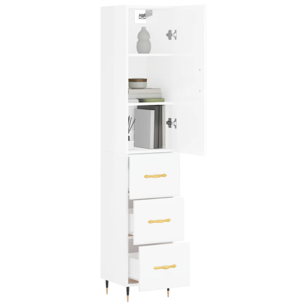 vidaXL Dulap înalt, alb extralucios, 34,5x34x180 cm, lemn prelucrat vidaXL Dulap înalt, alb extralucios, 34,5x34x180 cm, lemn prelucrat