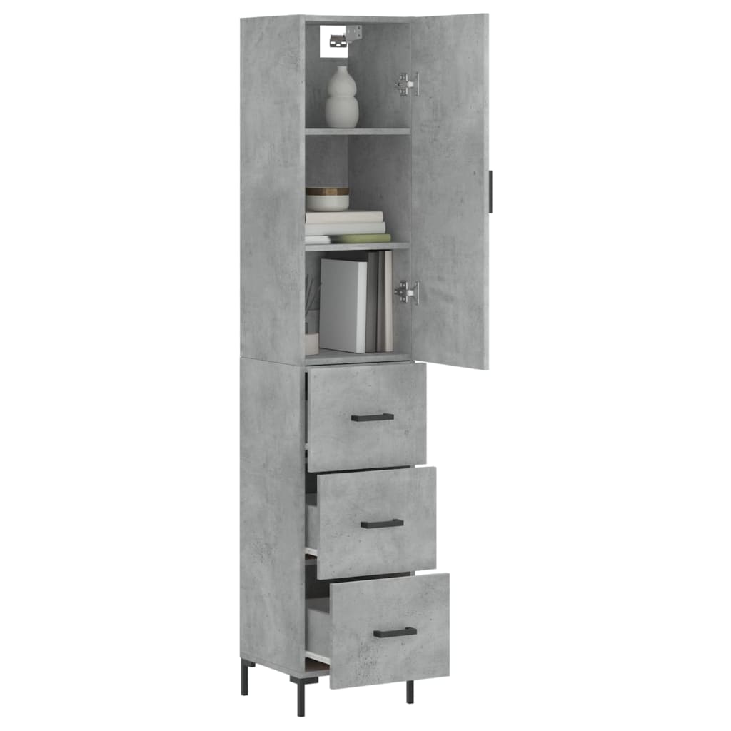 vidaXL Dulap înalt, gri beton, 34,5x34x180 cm, lemn prelucrat vidaXL Dulap înalt, gri beton, 34,5x34x180 cm, lemn prelucrat