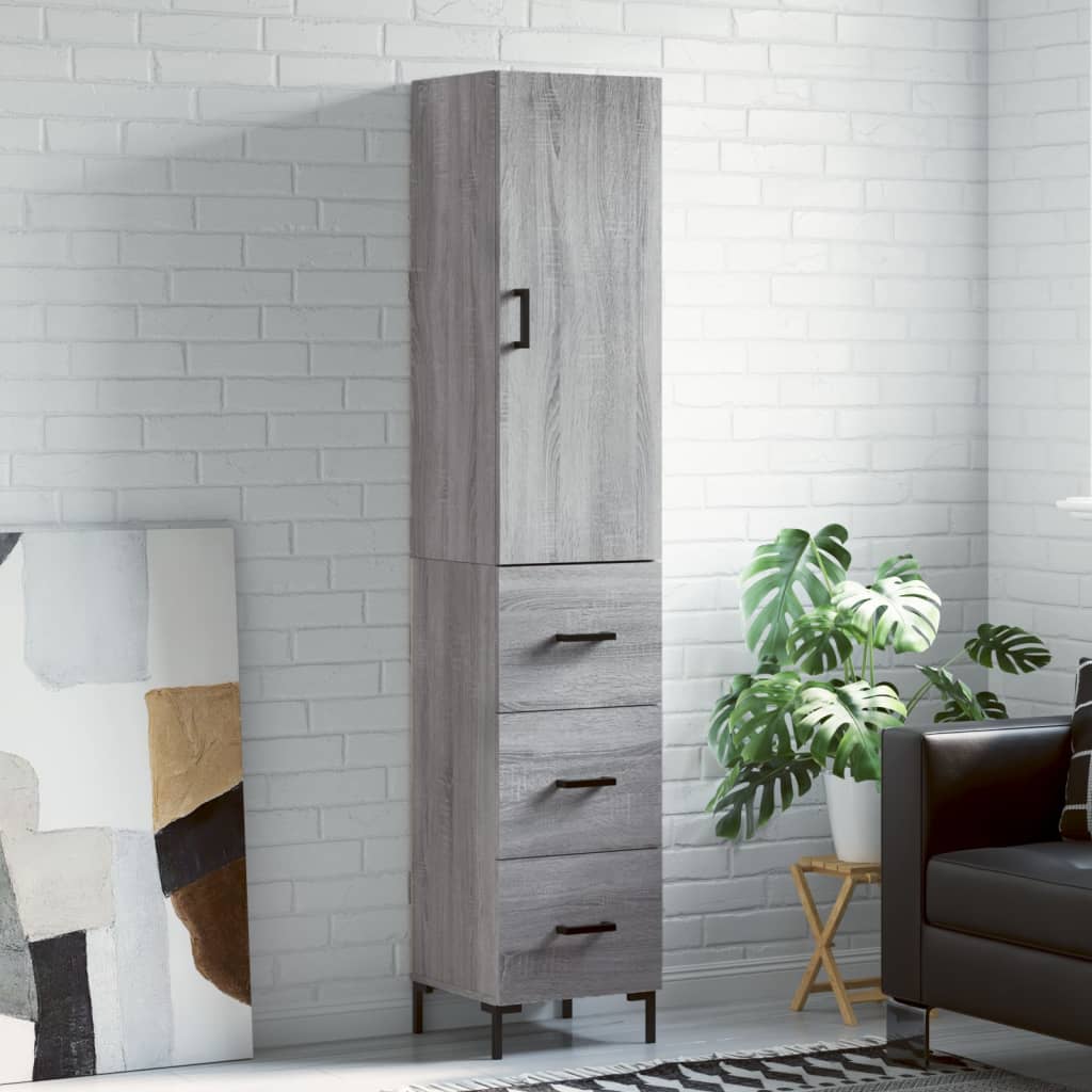 vidaXL Dulap înalt, gri sonoma, 34,5x34x180 cm, lemn prelucrat