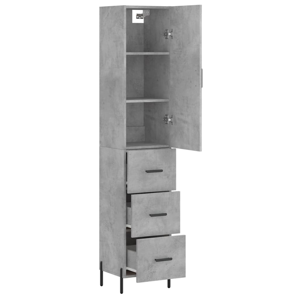 vidaXL Dulap înalt, gri beton, 34,5x34x180 cm, lemn prelucrat