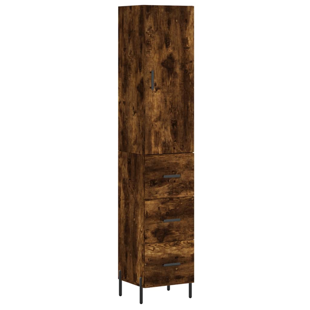 vidaXL Dulap înalt, stejar fumuriu, 34,5x34x180 cm, lemn prelucrat