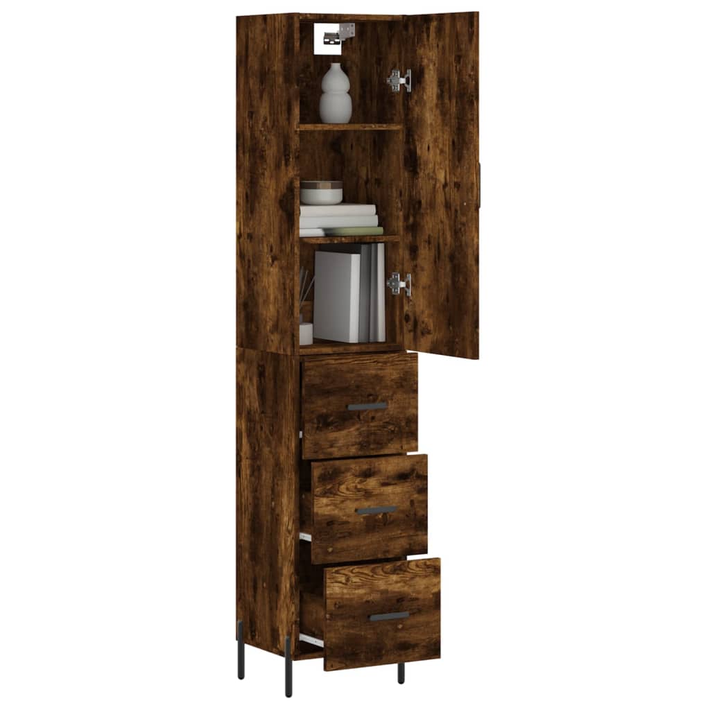 vidaXL Dulap înalt, stejar fumuriu, 34,5x34x180 cm, lemn prelucrat