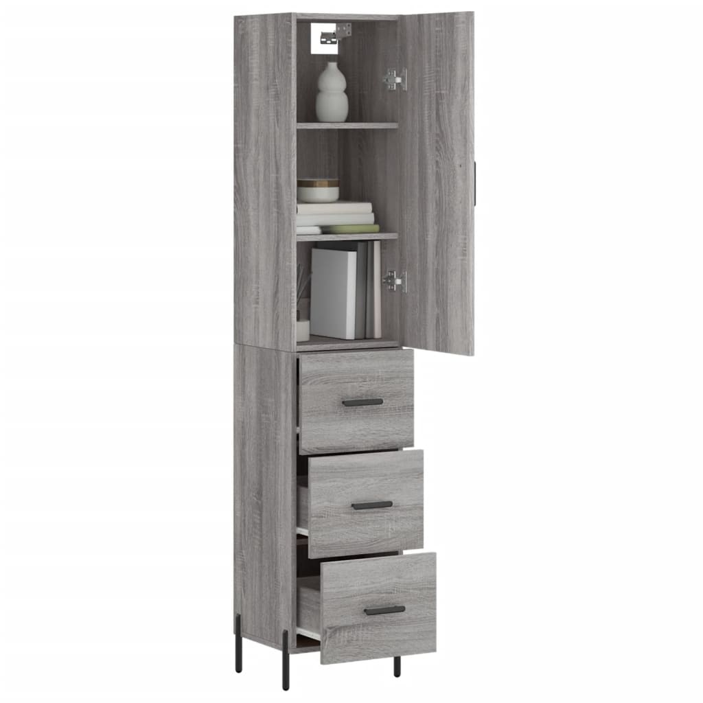 vidaXL Dulap înalt, gri sonoma, 34,5x34x180 cm, lemn prelucrat