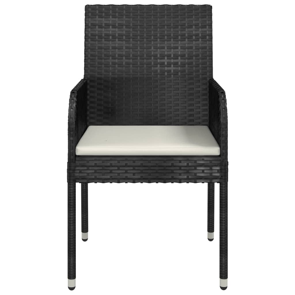 vidaXL Scaune de grădină cu perne, 4 buc., negru, poliratan vidaXL Scaune de grădină cu perne, 4 buc., negru, poliratan