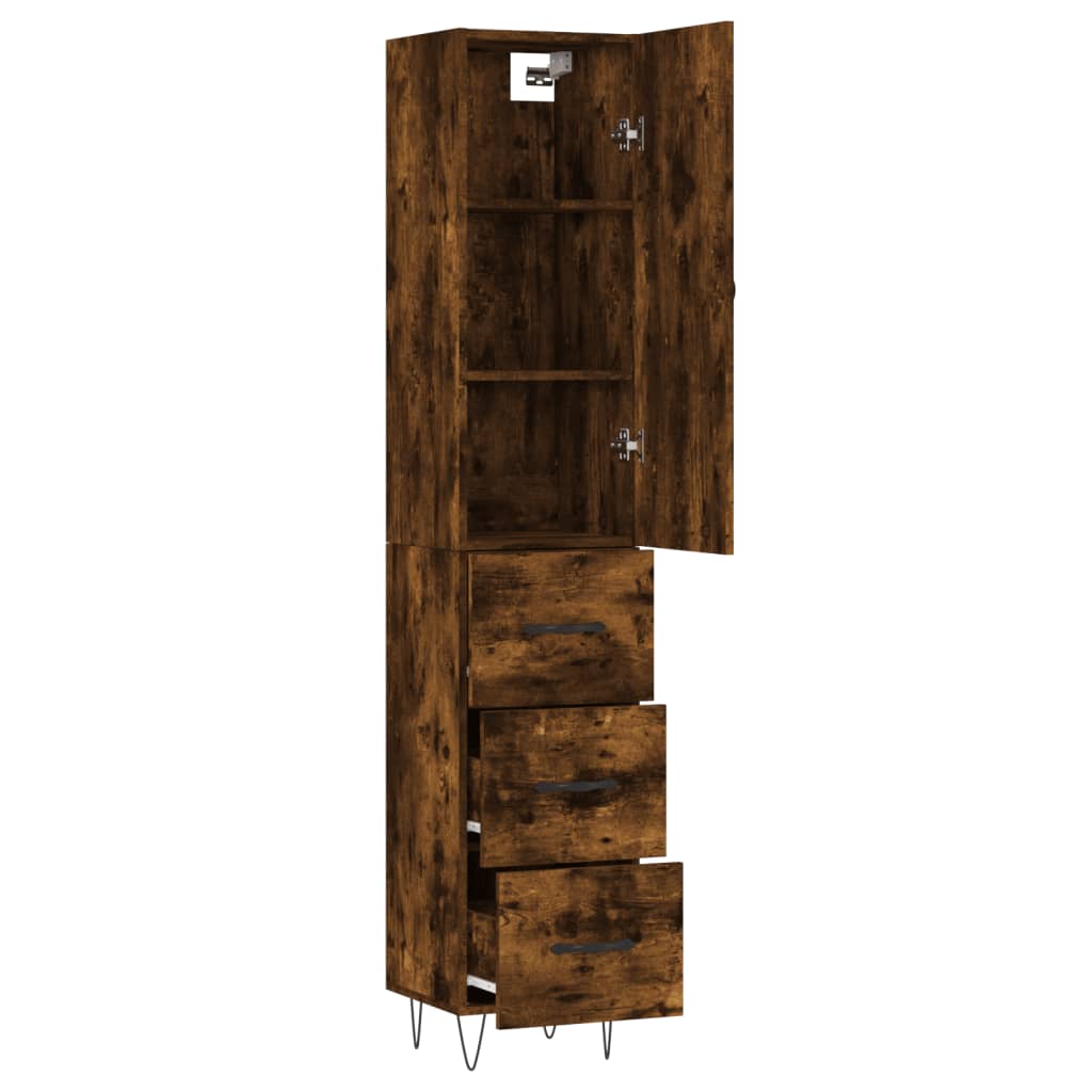 vidaXL Dulap înalt, stejar fumuriu, 34,5x34x180 cm, lemn prelucrat