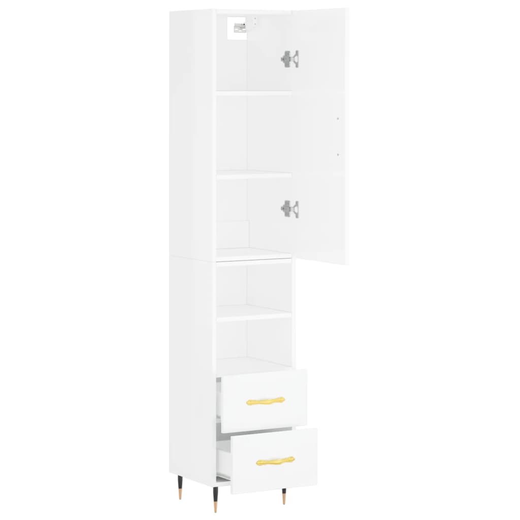 vidaXL Dulap înalt, alb extralucios, 34,5x34x180 cm, lemn prelucrat vidaXL Dulap înalt, alb extralucios, 34,5x34x180 cm, lemn prelucrat
