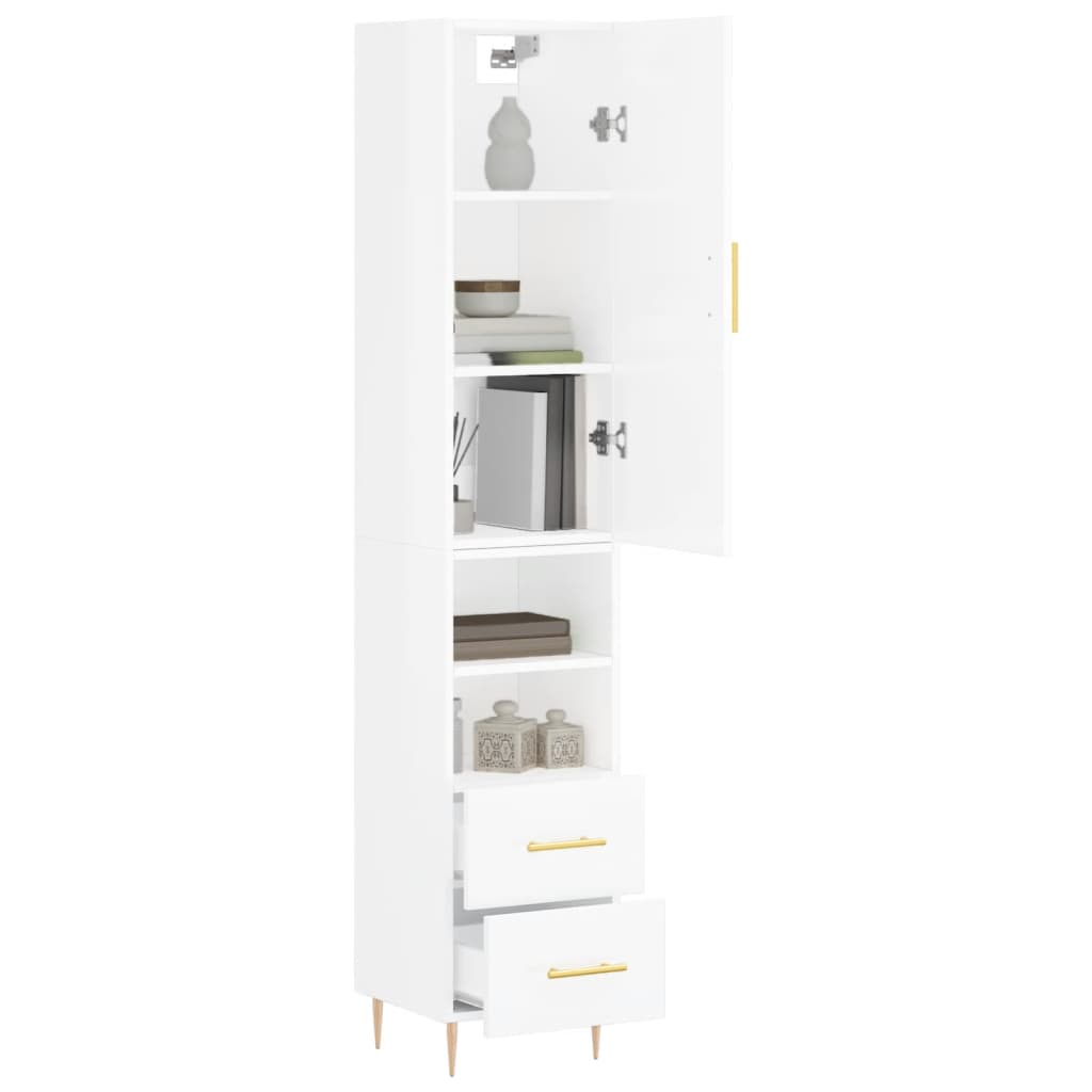 vidaXL Dulap înalt, alb extralucios, 34,5x34x180 cm, lemn prelucrat vidaXL Dulap înalt, alb extralucios, 34,5x34x180 cm, lemn prelucrat