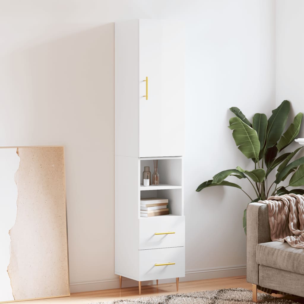 vidaXL Dulap înalt, alb extralucios, 34,5x34x180 cm, lemn prelucrat vidaXL Dulap înalt, alb extralucios, 34,5x34x180 cm, lemn prelucrat