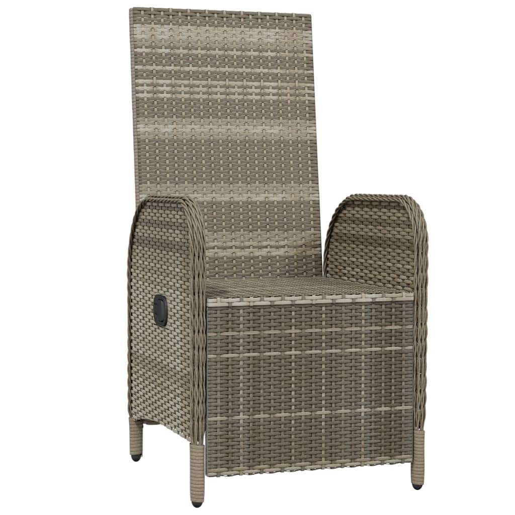 vidaXL Scaune rabatabile de exterior, cu perne, 2 buc, gri, poliratan vidaXL Scaune rabatabile de exterior, cu perne, 2 buc, gri, poliratan