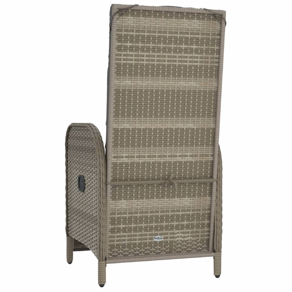 vidaXL Scaune rabatabile de exterior, cu perne, 2 buc, gri, poliratan vidaXL Scaune rabatabile de exterior, cu perne, 2 buc, gri, poliratan