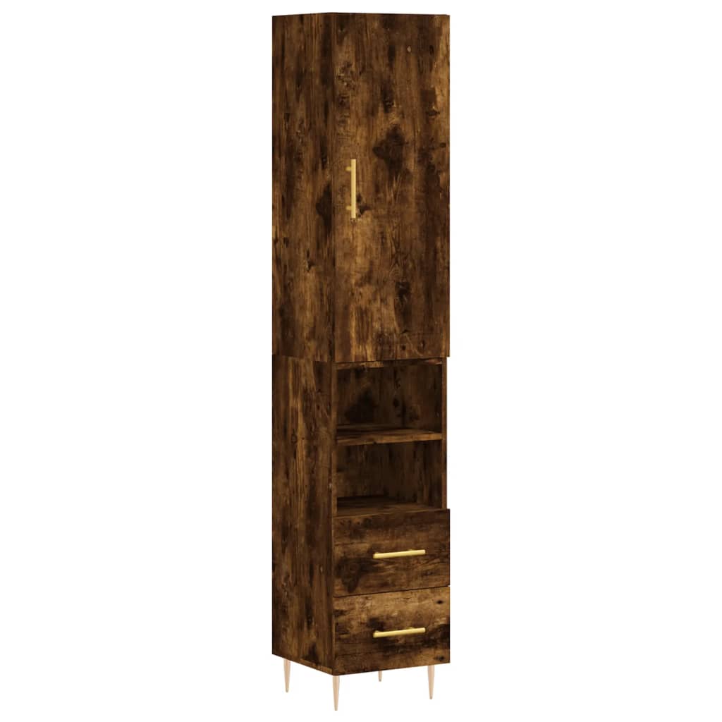vidaXL Dulap înalt, stejar fumuriu, 34,5x34x180 cm, lemn prelucrat