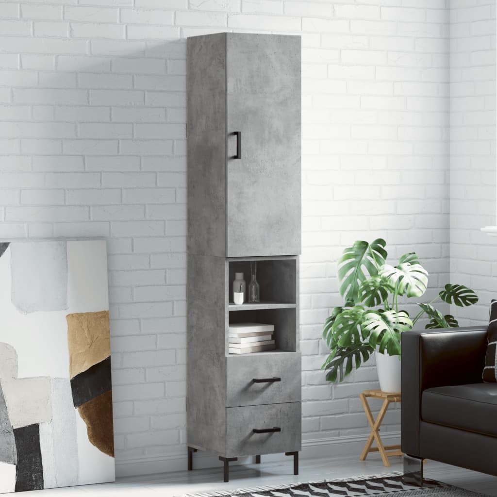 vidaXL Dulap înalt, gri beton, 34,5x34x180 cm, lemn prelucrat vidaXL Dulap înalt, gri beton, 34,5x34x180 cm, lemn prelucrat