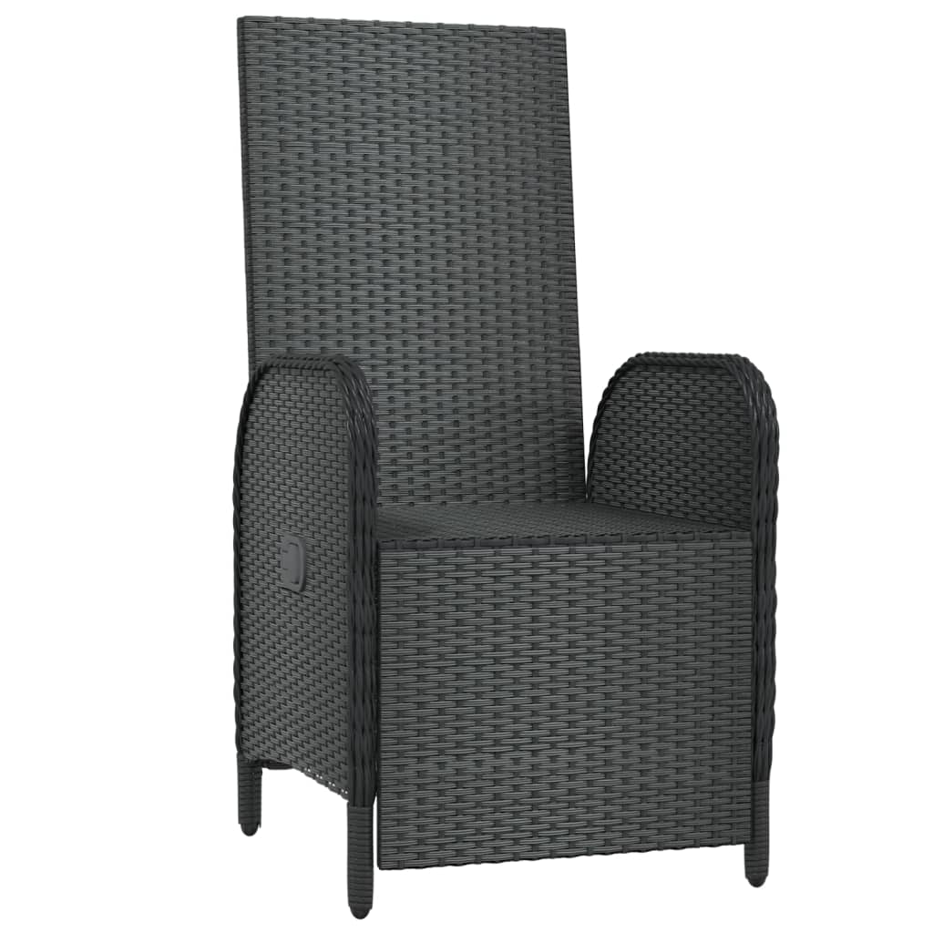 vidaXL Scaune rabatabile exterior, cu perne, 2 buc., negru, poliratan vidaXL Scaune rabatabile exterior, cu perne, 2 buc., negru, poliratan