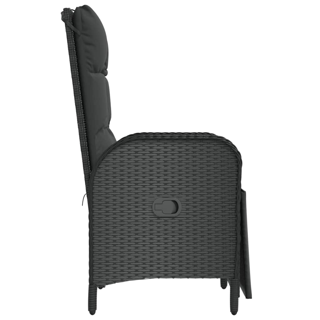 vidaXL Scaune rabatabile exterior, cu perne, 2 buc., negru, poliratan vidaXL Scaune rabatabile exterior, cu perne, 2 buc., negru, poliratan