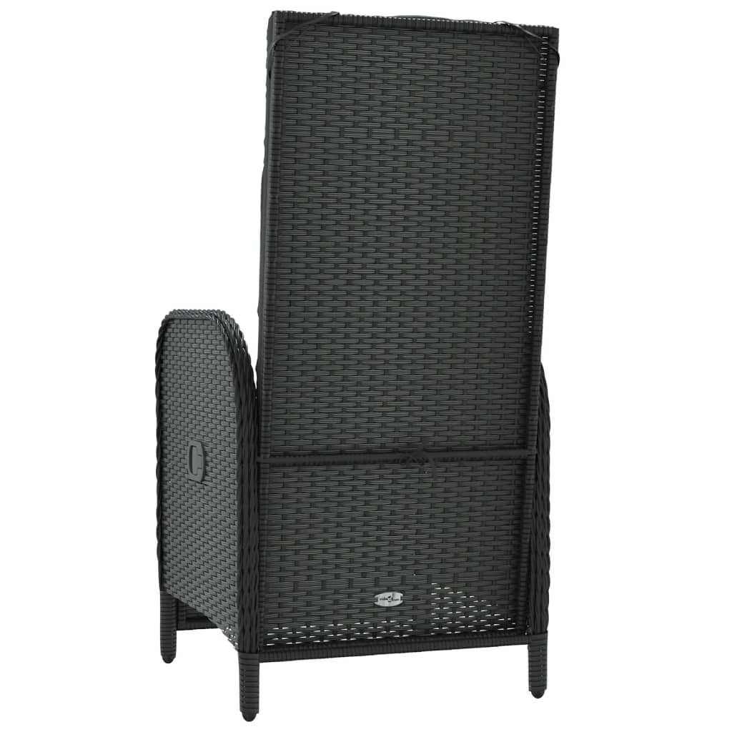 vidaXL Scaune rabatabile exterior, cu perne, 2 buc., negru, poliratan vidaXL Scaune rabatabile exterior, cu perne, 2 buc., negru, poliratan