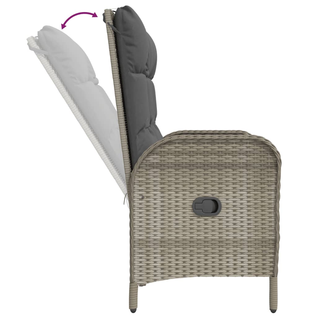 vidaXL Bancă de grădină rabatabilă cu perne, gri, 107 cm, poliratan vidaXL Bancă de grădină rabatabilă cu perne, gri, 107 cm, poliratan