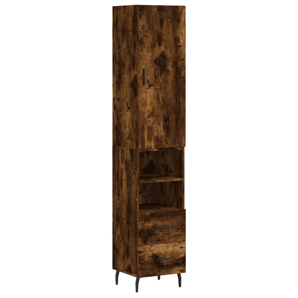 vidaXL Dulap înalt, stejar fumuriu, 34,5x34x180 cm, lemn prelucrat