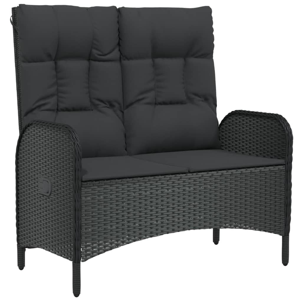 vidaXL Bancă de grădină rabatabilă cu perne, negru, 107 cm, poliratan