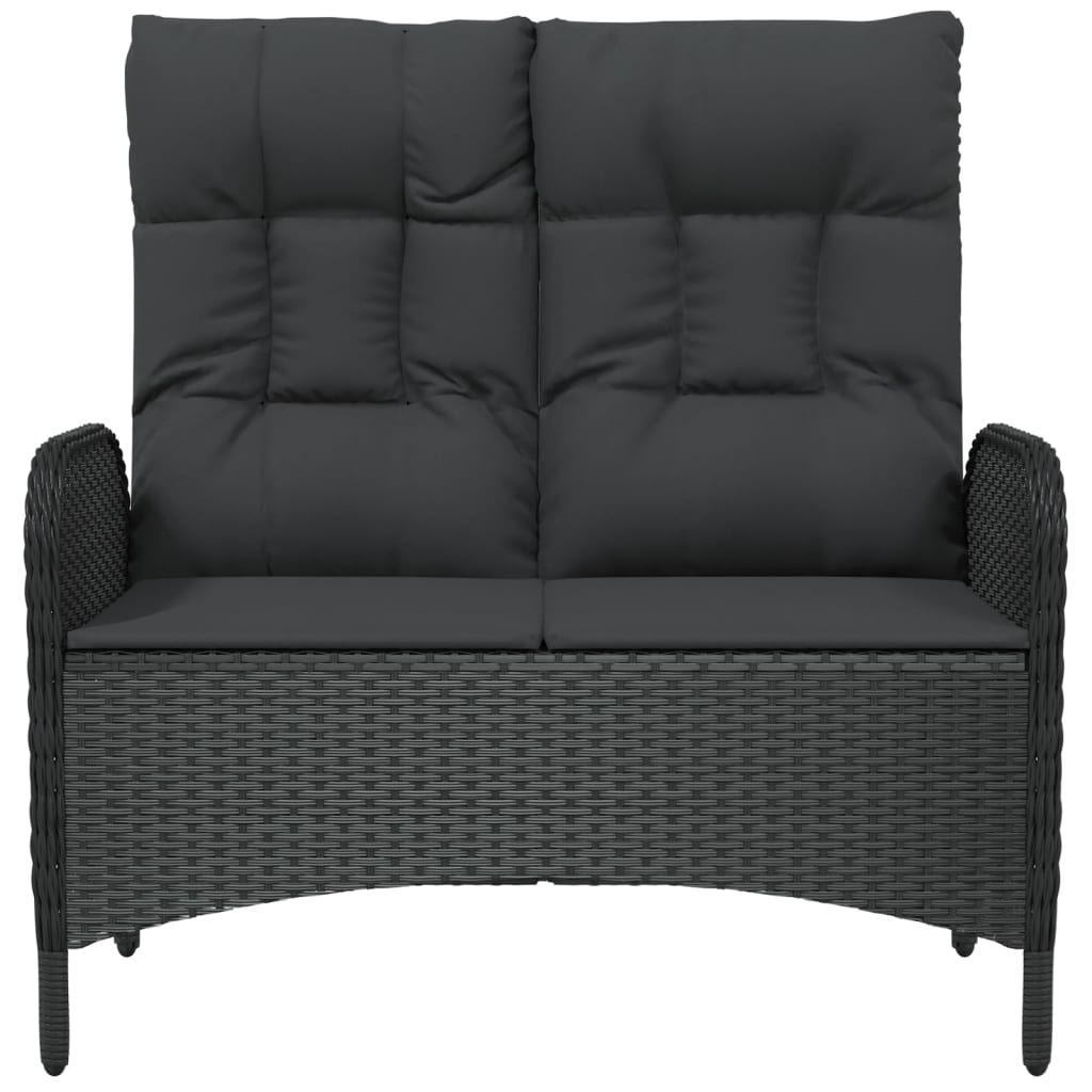vidaXL Bancă de grădină rabatabilă cu perne, negru, 107 cm, poliratan