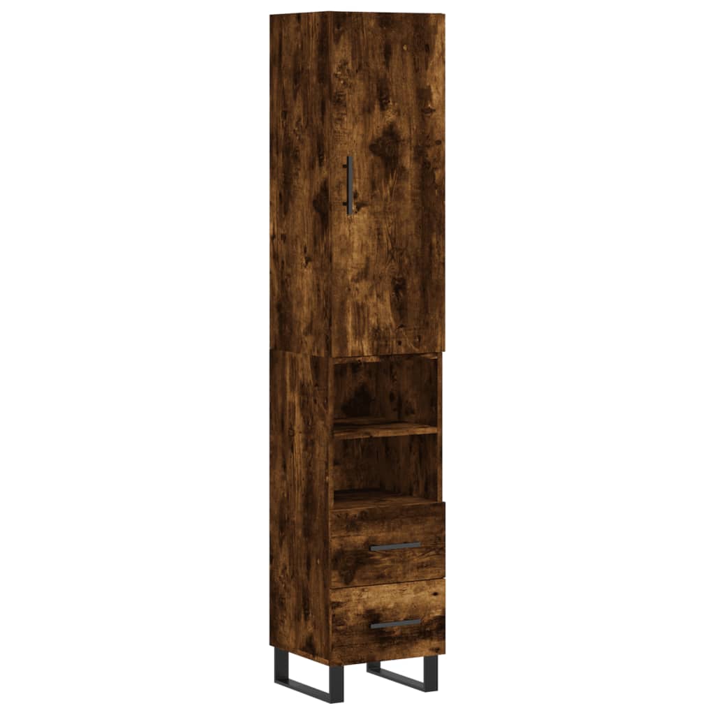 vidaXL Dulap înalt, stejar fumuriu, 34,5x34x180 cm, lemn prelucrat