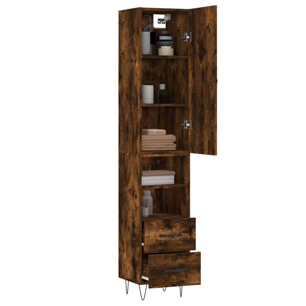 vidaXL Dulap înalt, stejar fumuriu, 34,5x34x180 cm, lemn prelucrat