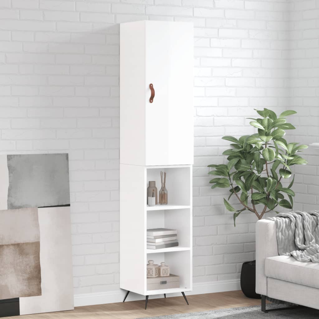 vidaXL Dulap înalt, alb extralucios, 34,5x34x180 cm, lemn prelucrat vidaXL Dulap înalt, alb extralucios, 34,5x34x180 cm, lemn prelucrat
