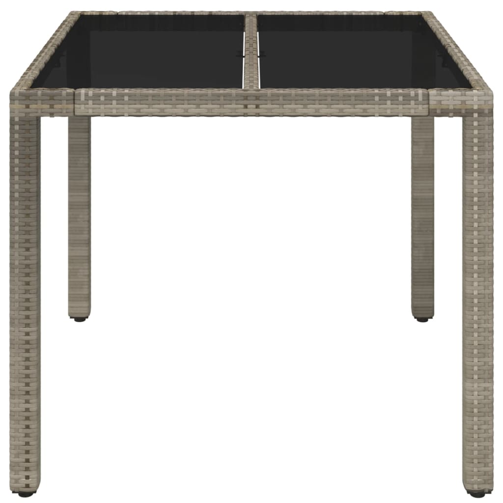 vidaXL Masă de grădină cu blat din sticlă, gri, 90x90x75 cm, poliratan vidaXL Masă de grădină cu blat din sticlă, gri, 90x90x75 cm, poliratan