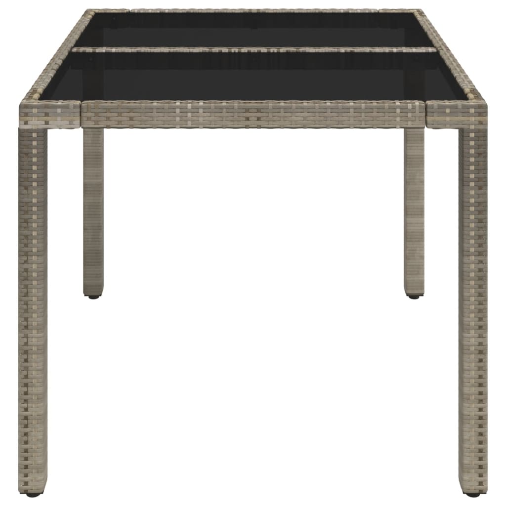 vidaXL Masă de grădină cu blat din sticlă, gri, 90x90x75 cm, poliratan vidaXL Masă de grădină cu blat din sticlă, gri, 90x90x75 cm, poliratan