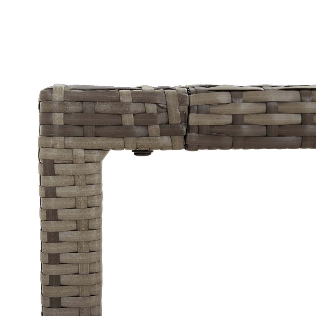 vidaXL Masă de grădină cu blat din sticlă, gri, 90x90x75 cm, poliratan vidaXL Masă de grădină cu blat din sticlă, gri, 90x90x75 cm, poliratan