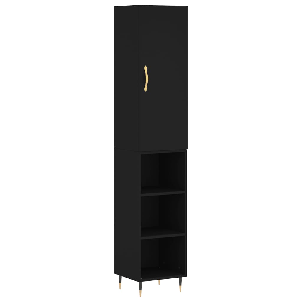 vidaXL Dulap înalt, negru, 34,5x34x180 cm, lemn prelucrat