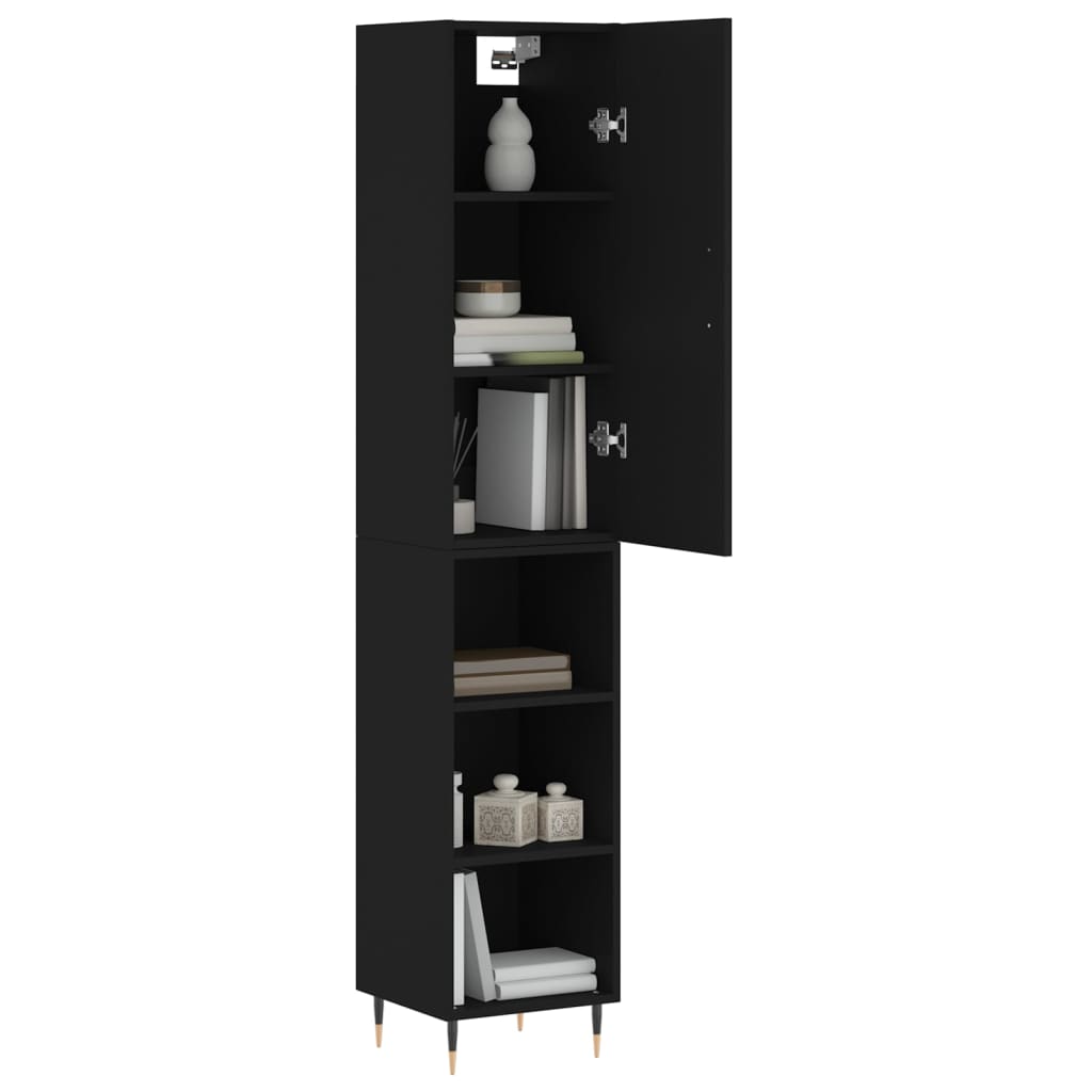 vidaXL Dulap înalt, negru, 34,5x34x180 cm, lemn prelucrat