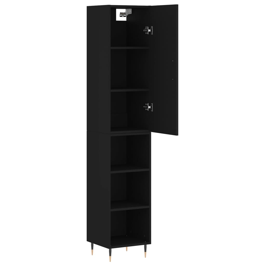 vidaXL Dulap înalt, negru, 34,5x34x180 cm, lemn prelucrat