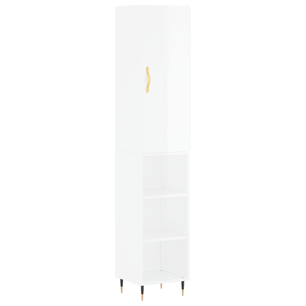 vidaXL Dulap înalt, alb extralucios, 34,5x34x180 cm, lemn prelucrat vidaXL Dulap înalt, alb extralucios, 34,5x34x180 cm, lemn prelucrat