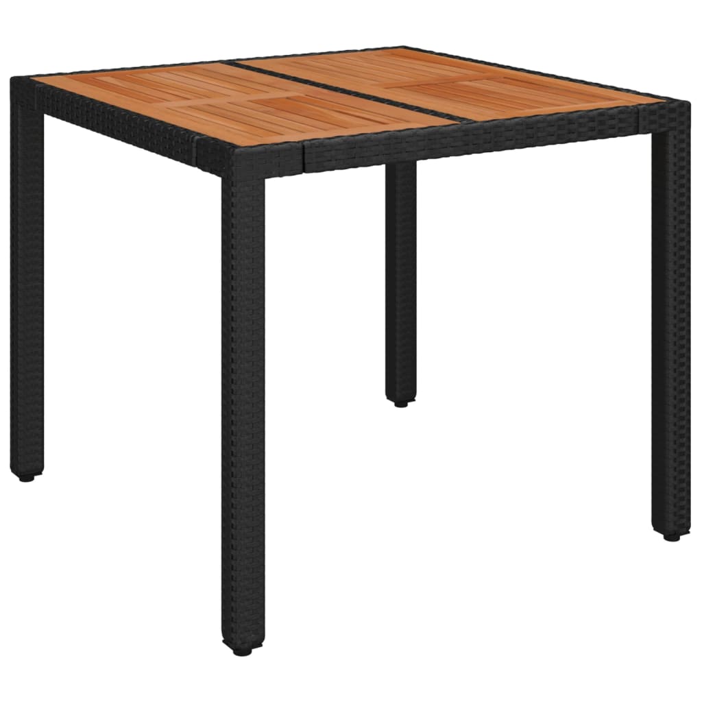 vidaXL Masă de grădină cu blat din lemn negru, 90x90x75 cm, poliratan vidaXL Masă de grădină cu blat din lemn negru, 90x90x75 cm, poliratan
