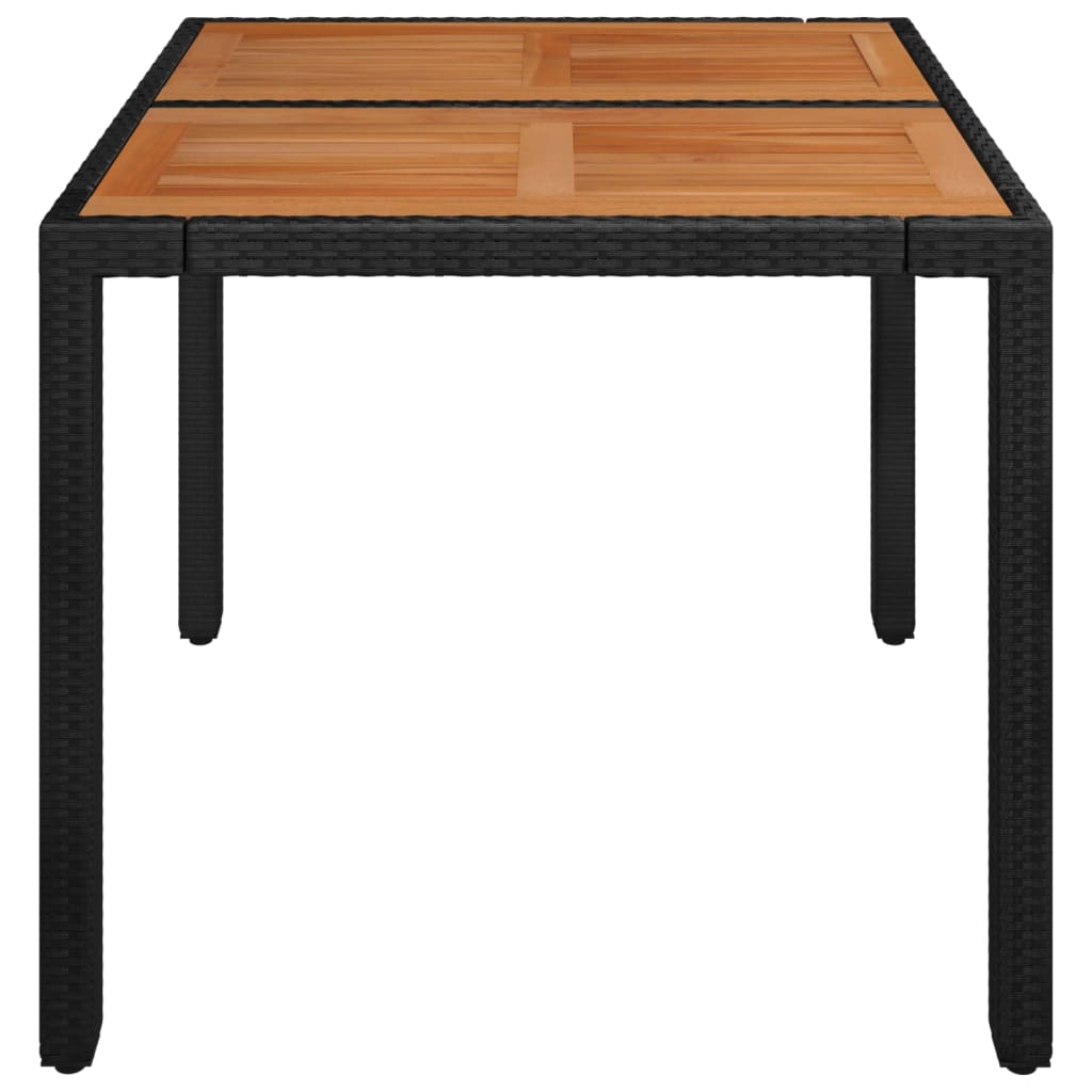 vidaXL Masă de grădină cu blat din lemn negru, 90x90x75 cm, poliratan vidaXL Masă de grădină cu blat din lemn negru, 90x90x75 cm, poliratan