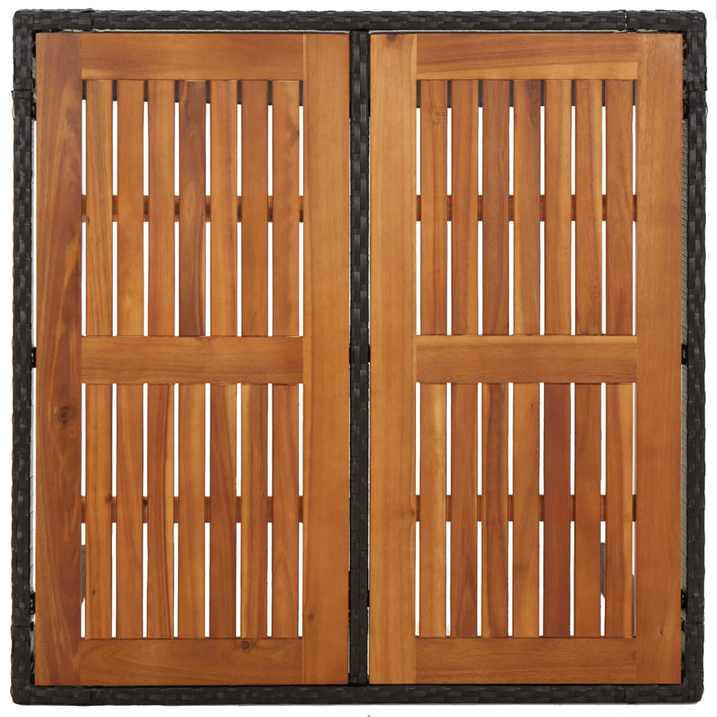 vidaXL Masă de grădină cu blat din lemn negru, 90x90x75 cm, poliratan vidaXL Masă de grădină cu blat din lemn negru, 90x90x75 cm, poliratan