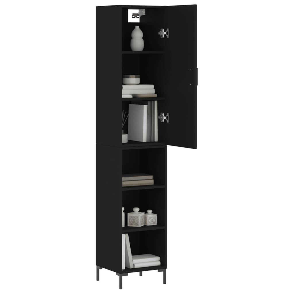 vidaXL Dulap înalt, negru, 34,5x34x180 cm, lemn prelucrat