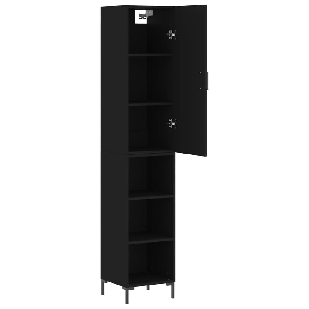 vidaXL Dulap înalt, negru, 34,5x34x180 cm, lemn prelucrat