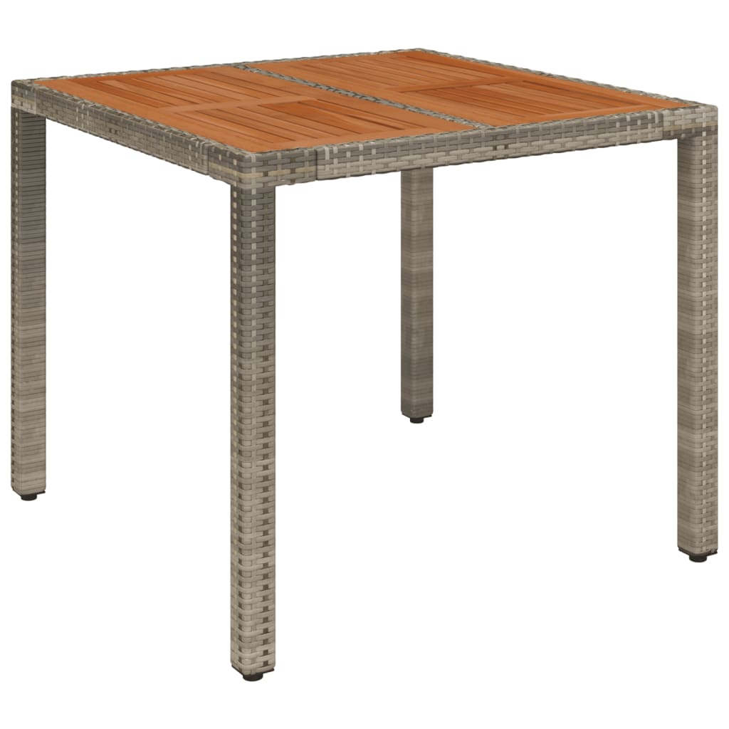 vidaXL Masă de grădină cu blat din lemn, gri, 90x90x75 cm, poliratan vidaXL Masă de grădină cu blat din lemn, gri, 90x90x75 cm, poliratan