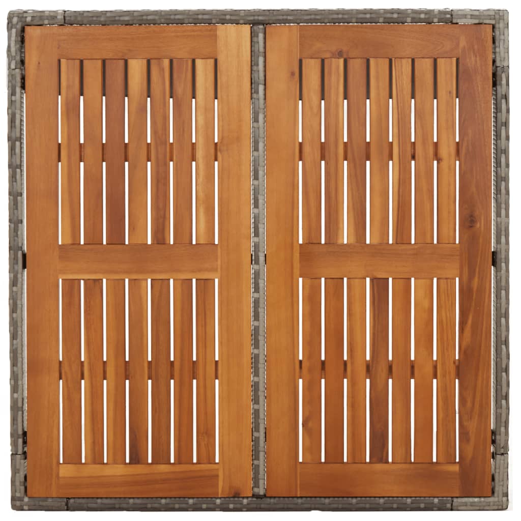vidaXL Masă de grădină cu blat din lemn, gri, 90x90x75 cm, poliratan vidaXL Masă de grădină cu blat din lemn, gri, 90x90x75 cm, poliratan