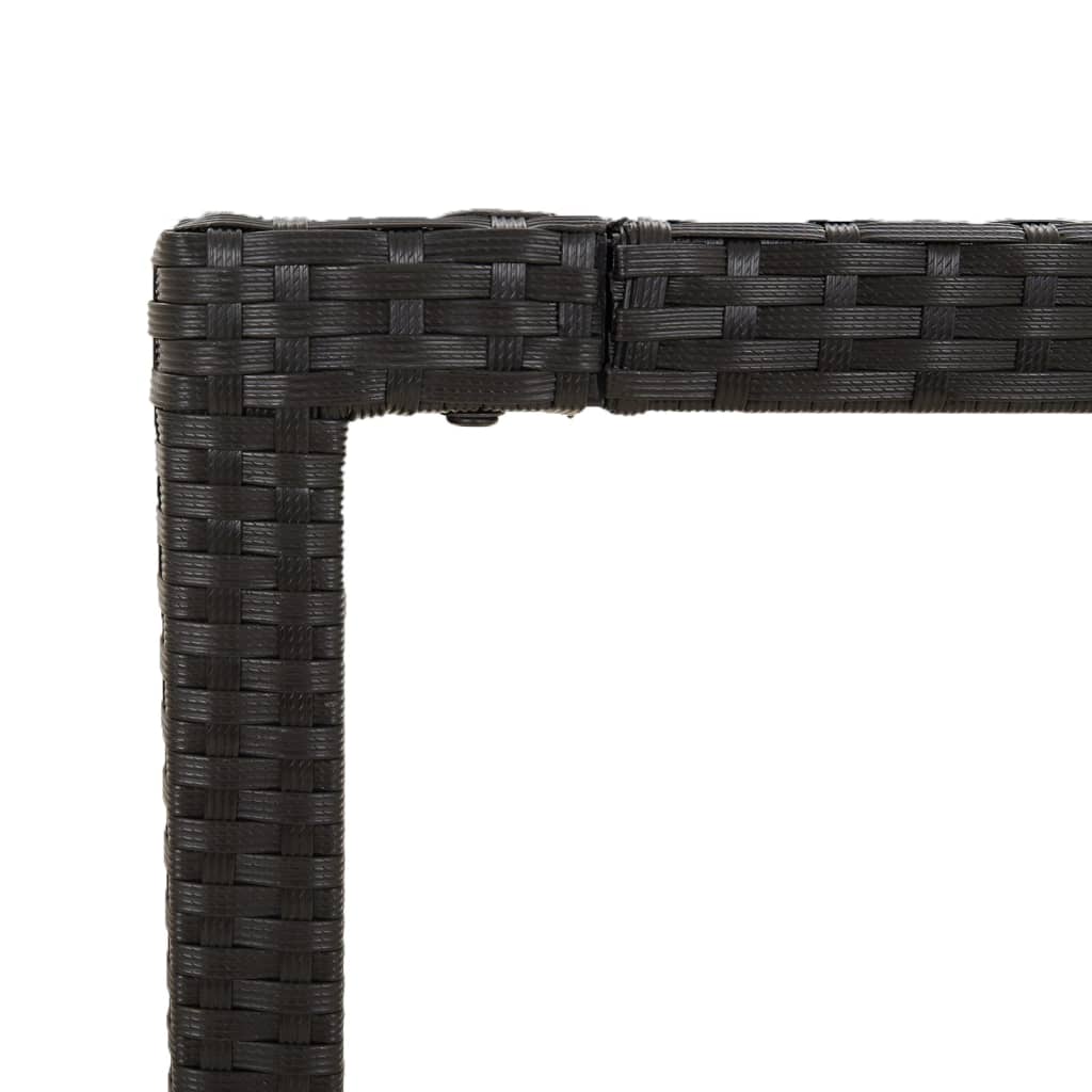 vidaXL Masă grădină cu blat din sticlă, negru, 150x90x75 cm, poliratan