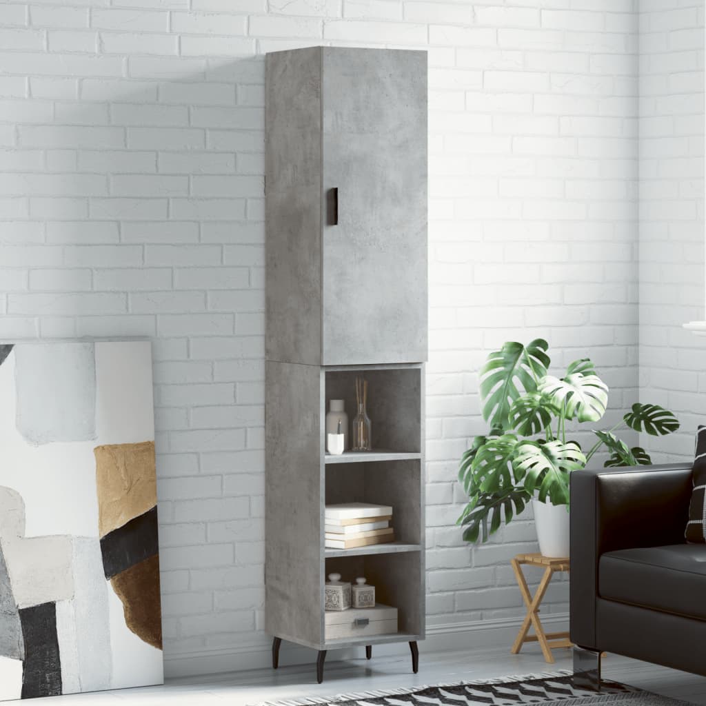 vidaXL Dulap înalt, gri beton, 34,5x34x180 cm, lemn prelucrat vidaXL Dulap înalt, gri beton, 34,5x34x180 cm, lemn prelucrat