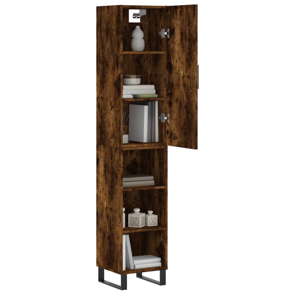vidaXL Dulap înalt, stejar fumuriu, 34,5x34x180 cm, lemn prelucrat