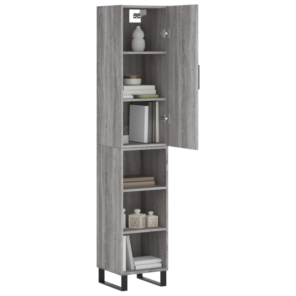 vidaXL Dulap înalt, gri sonoma, 34,5x34x180 cm, lemn prelucrat