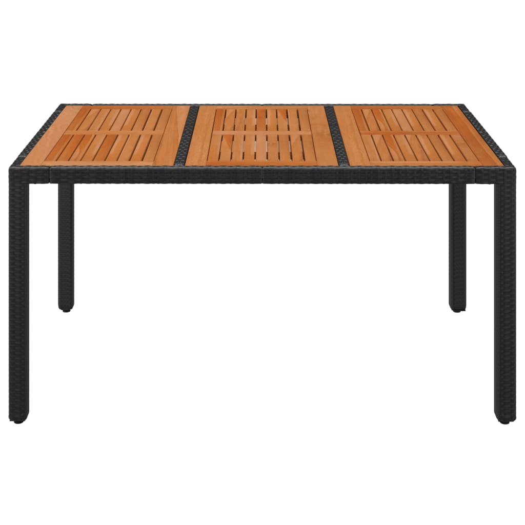 vidaXL Masă de grădină cu blat din lemn, negru 150x90x75 cm poliratan vidaXL Masă de grădină cu blat din lemn, negru 150x90x75 cm poliratan