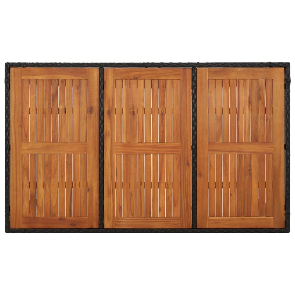 vidaXL Masă de grădină cu blat din lemn, negru 150x90x75 cm poliratan vidaXL Masă de grădină cu blat din lemn, negru 150x90x75 cm poliratan