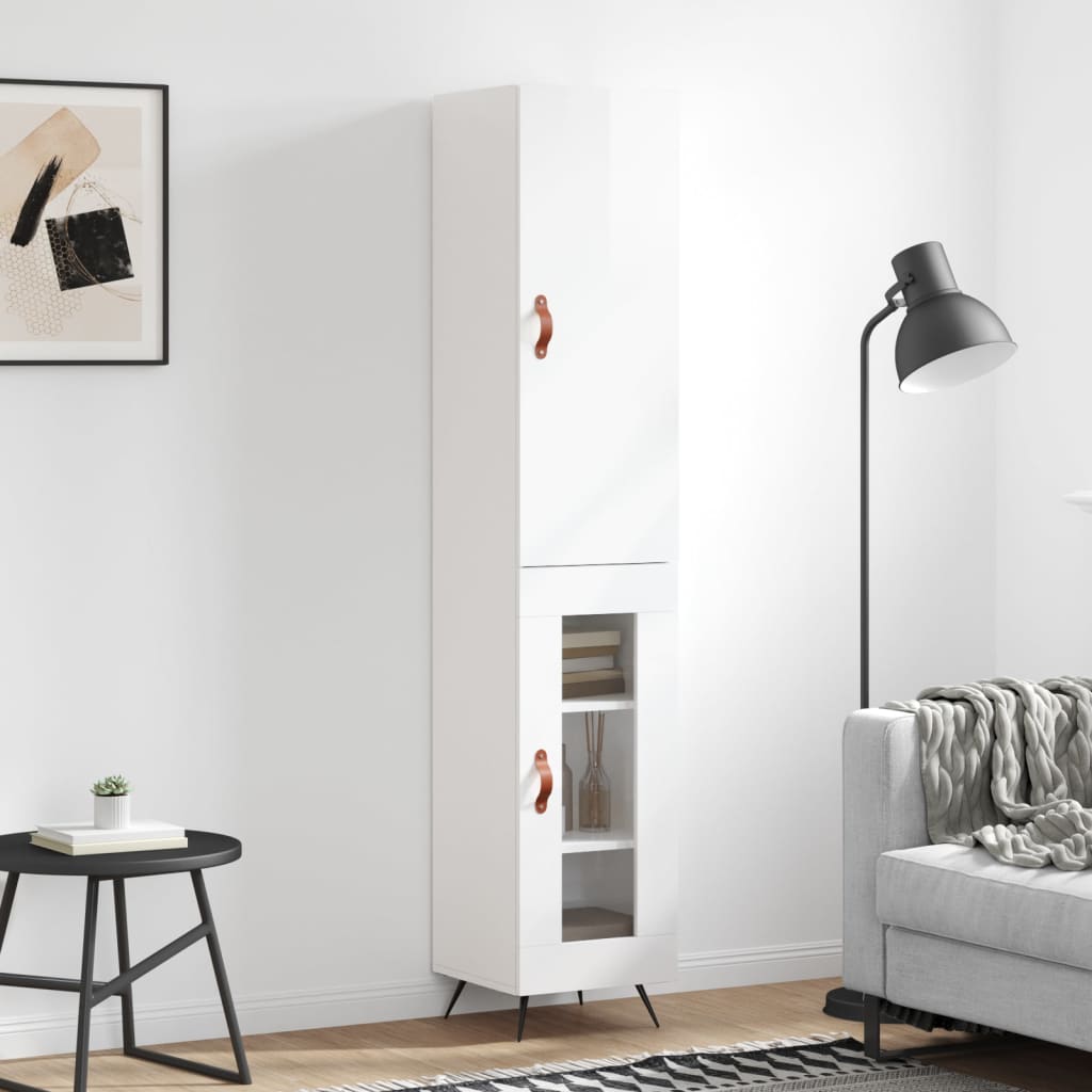 vidaXL Dulap înalt, alb extralucios, 34,5x34x180 cm, lemn prelucrat vidaXL Dulap înalt, alb extralucios, 34,5x34x180 cm, lemn prelucrat