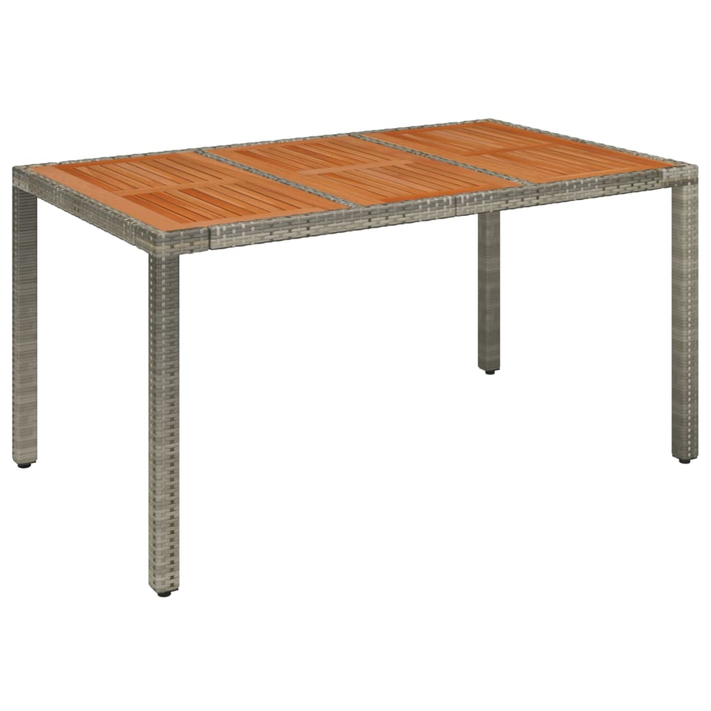 vidaXL Masă de grădină cu blat din lemn, gri, 150x90x75 cm, poliratan vidaXL Masă de grădină cu blat din lemn, gri, 150x90x75 cm, poliratan