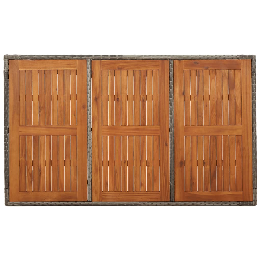 vidaXL Masă de grădină cu blat din lemn, gri, 150x90x75 cm, poliratan vidaXL Masă de grădină cu blat din lemn, gri, 150x90x75 cm, poliratan